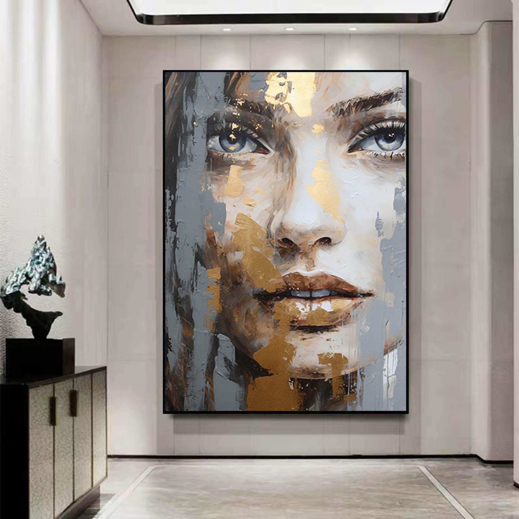 Abstract Woman Face Canvas Handmade Painting #c907