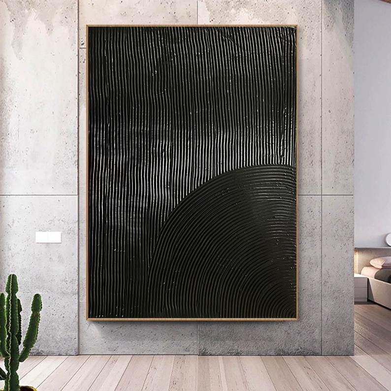 Pure Black Abstract art Black 3D Textured Painting Black wall art Black modern art Black 3D Minimalist Painting Large Abstract Painting