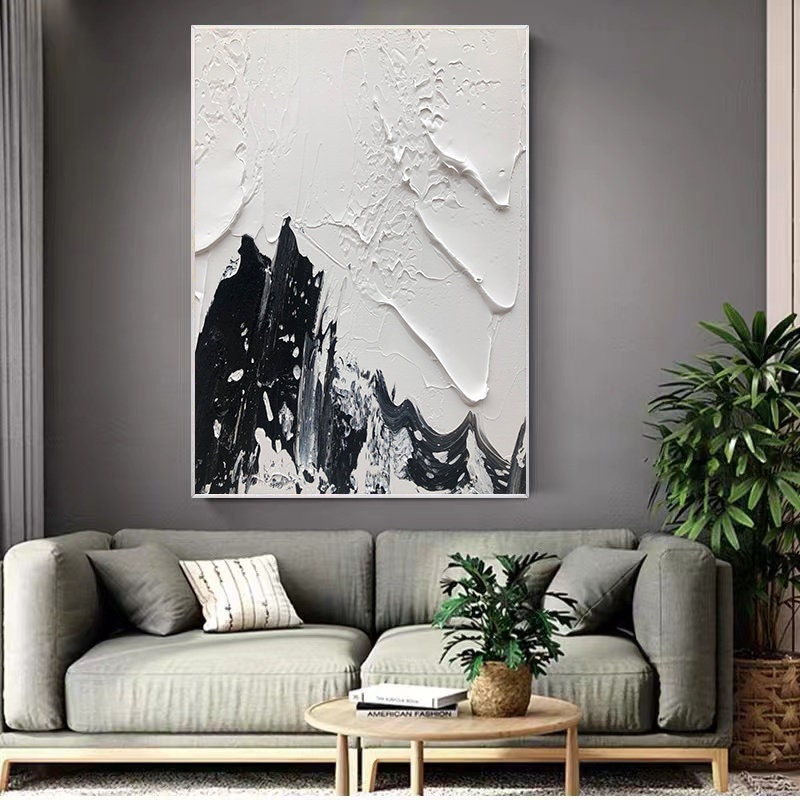 Black textured wall art Black and white Painting Black and white Abstract art Black and white wall art Black Minimalist abstract painting