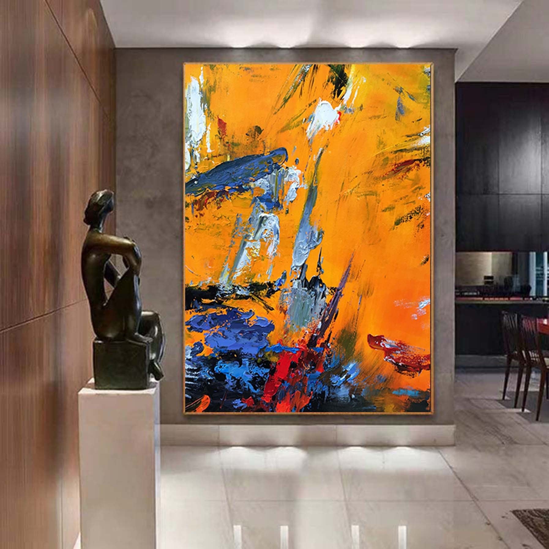Palette Knife wall art,Large yellow Painting,Extra Large Textured Paintings,Colorful Painting,Modern Abstract Paintings,Contemporary Art