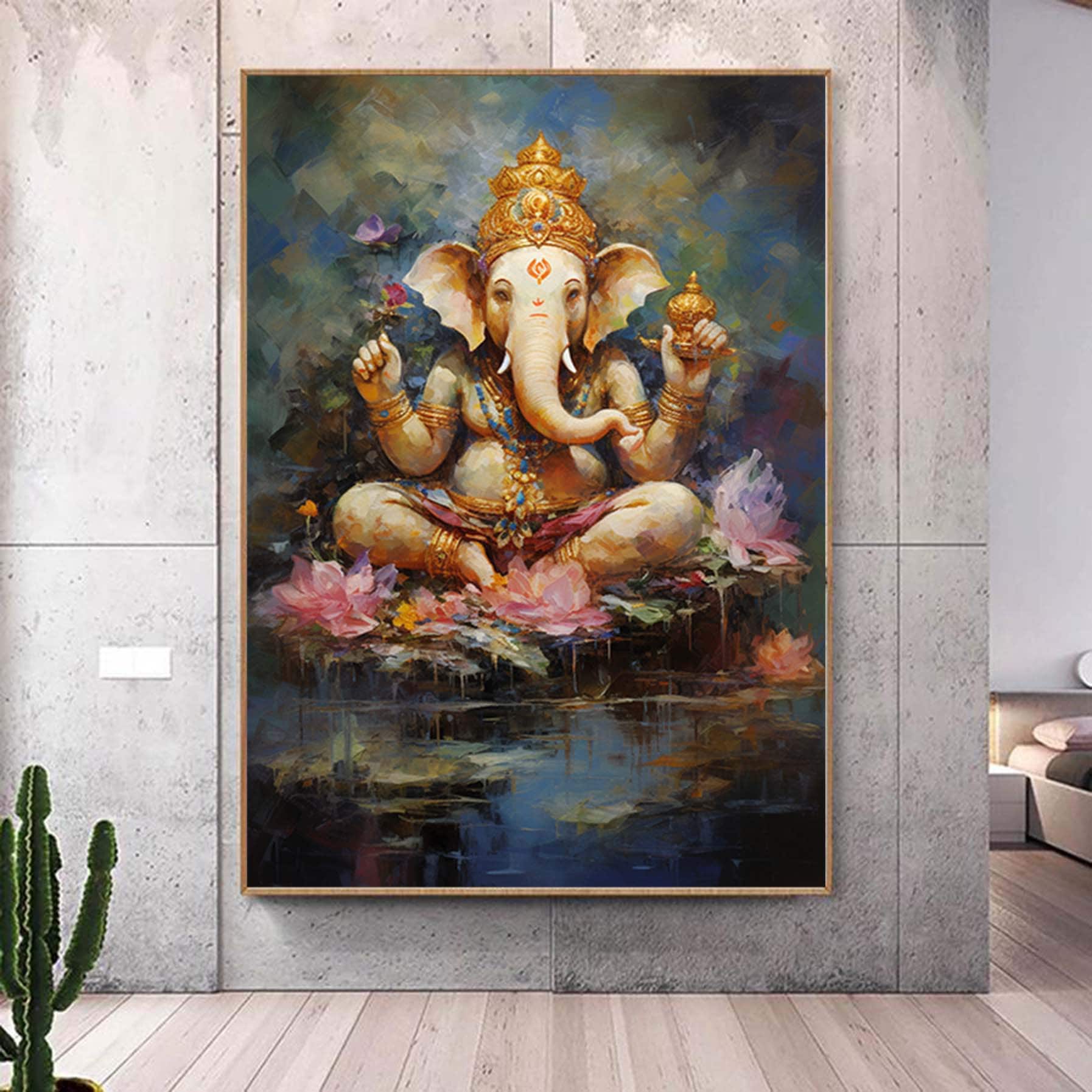 Ganesha Art Painting Extra Large Wall Art Abstract Gray Wall Art Canvas Art Original Artwork Canvas Wall Painting For Living Room