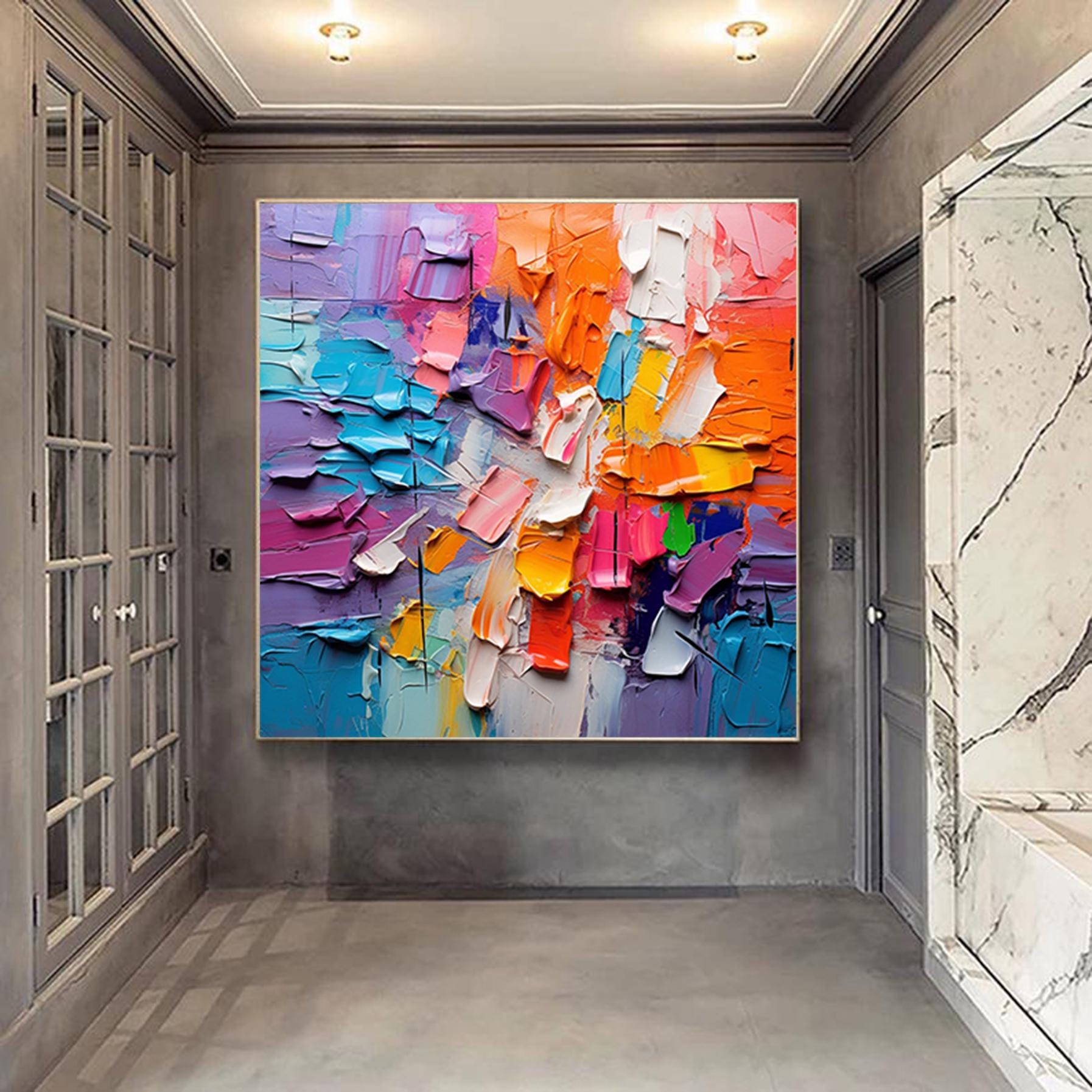 Original Heavy Textured Painting,,Palette knife Abstract wall art,Textured Canvas Paintings,Modern Decorative Paintings,Living Room art