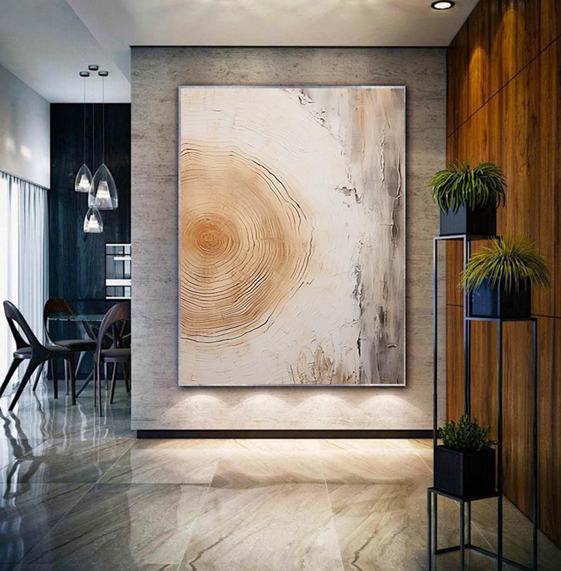 Original Abstract Tree Ring Painting,Oversized Original Minimalist Wall Art,Large Modern Painting,Living Room Wall Decor Abstract Art