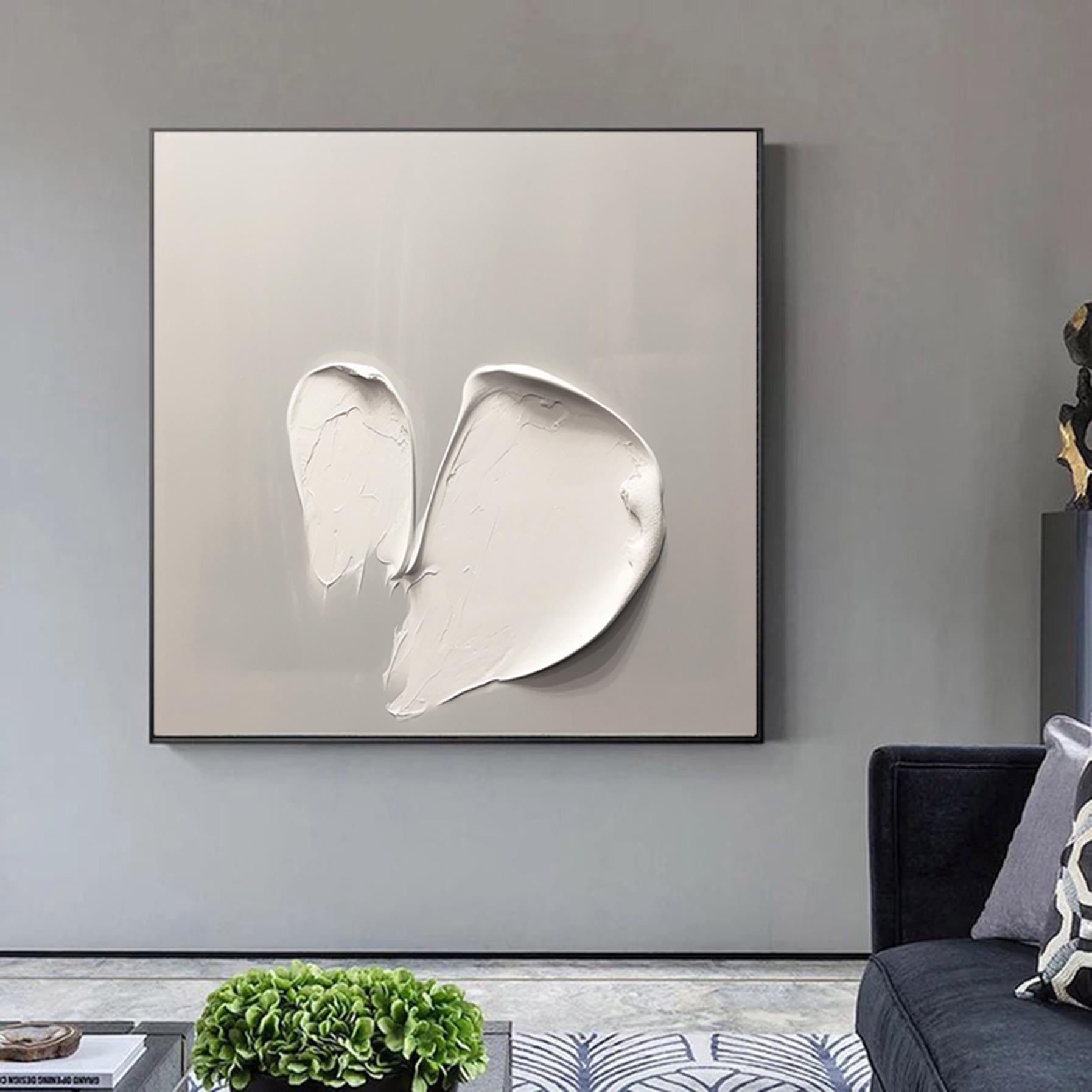 Ivory Texture Painting Gray White Plaster Art Modern Textured Canvas Art Abstract Art Textured Wall Art Texture Painting Minimalist Decor