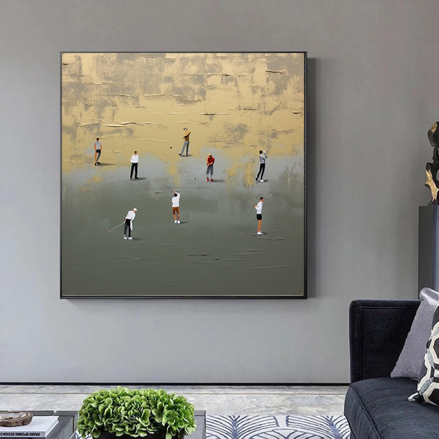Oversized Large Golf Abstract Painting Textured Sport Wall Art Living Room Canvas Art Modern Acrylic Artwork Hand painted Gift Painting
