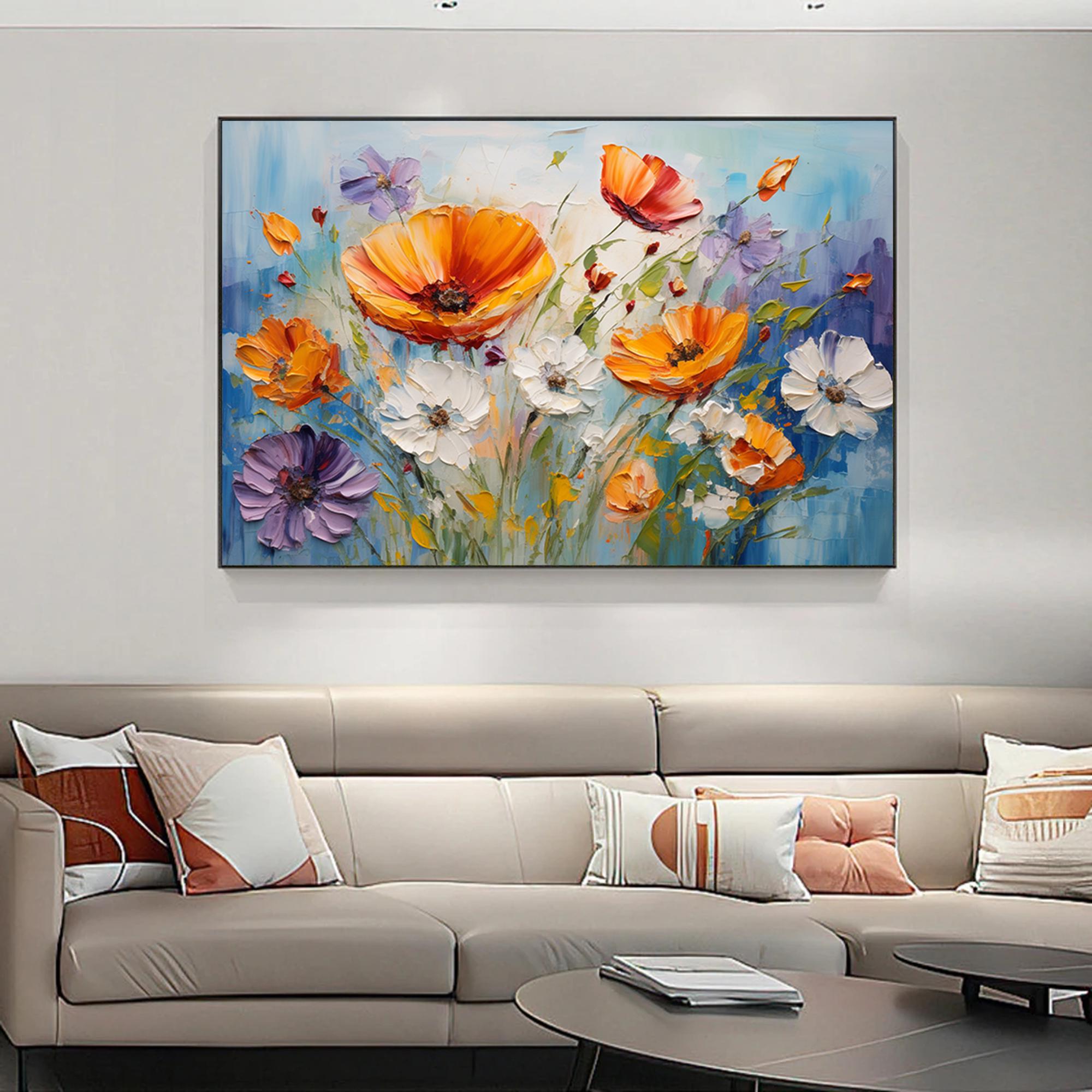 Palette knife flowers wall art,floral textured painting,abstract flowers art,textrued oil painting,Original Oil painting,decorative painting