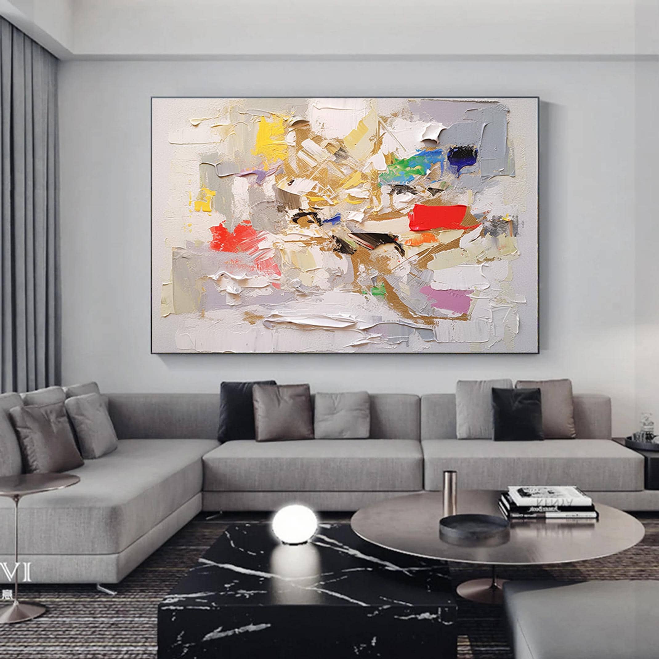 Palette Knife Abstract Painting, Colorful Acrylic Wall Art on Canvas