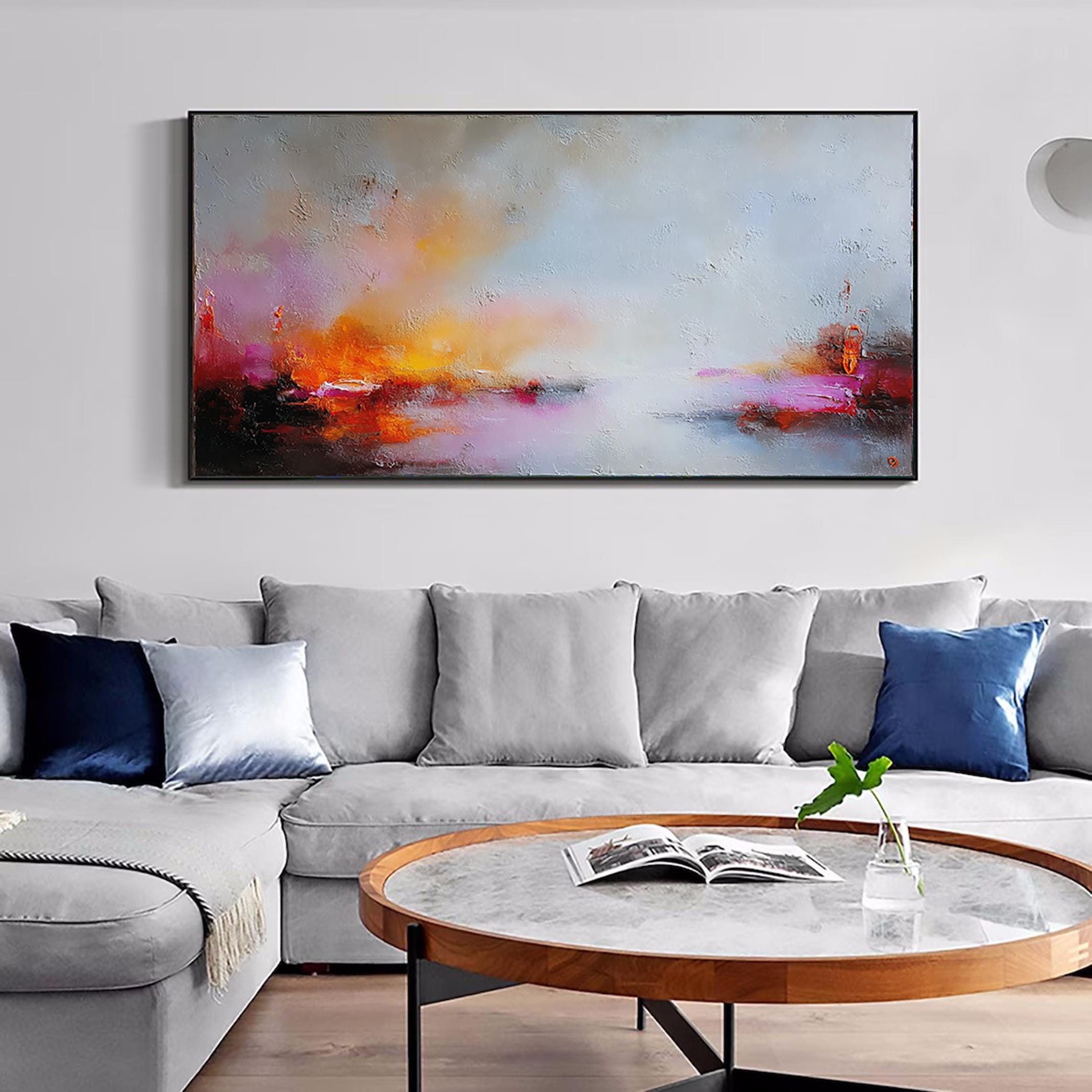 Hand Painted Texture Petal Knife Painting Mimimalist Colorful Abstract Canvas Wall Art Contemporary Home Decor Customized Sofa Artwork