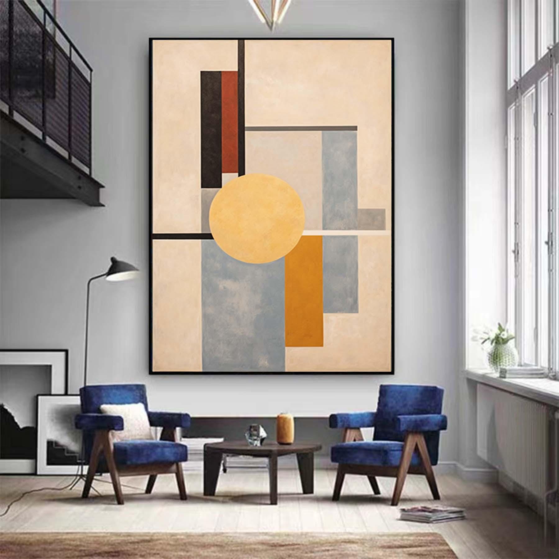 Minimalist Geometric Abstract Painting Custom Hand-Painted Modern Original Art Oversized Textured Wall Art Perfect for Home Decor or Gift
