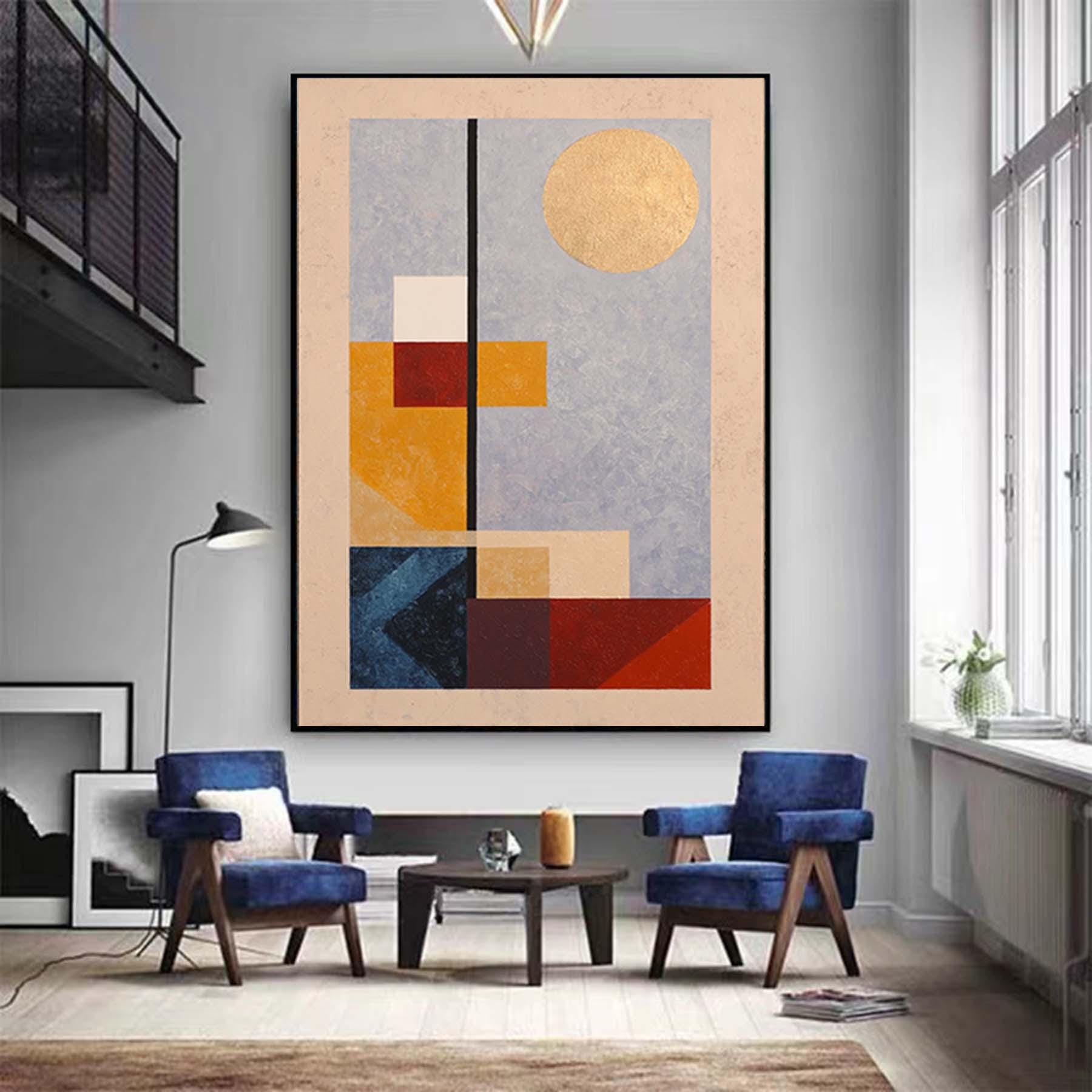 Minimalist Geometric Abstract Painting Custom Hand-Painted Modern Original Art Oversized Textured Wall Art Perfect for Home Decor or Gift