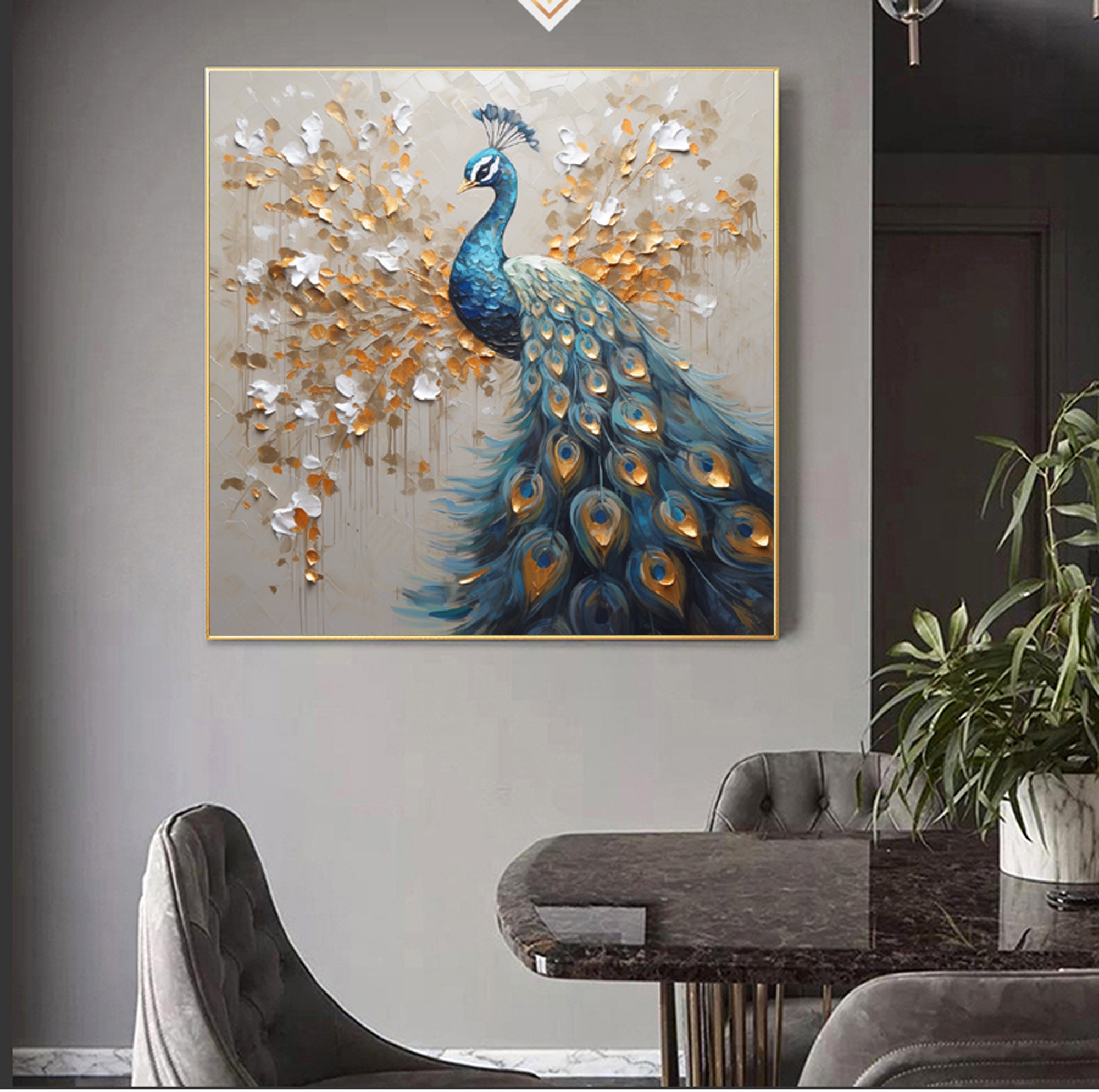 Original Abstract Peacock Wall Art Painting #u867