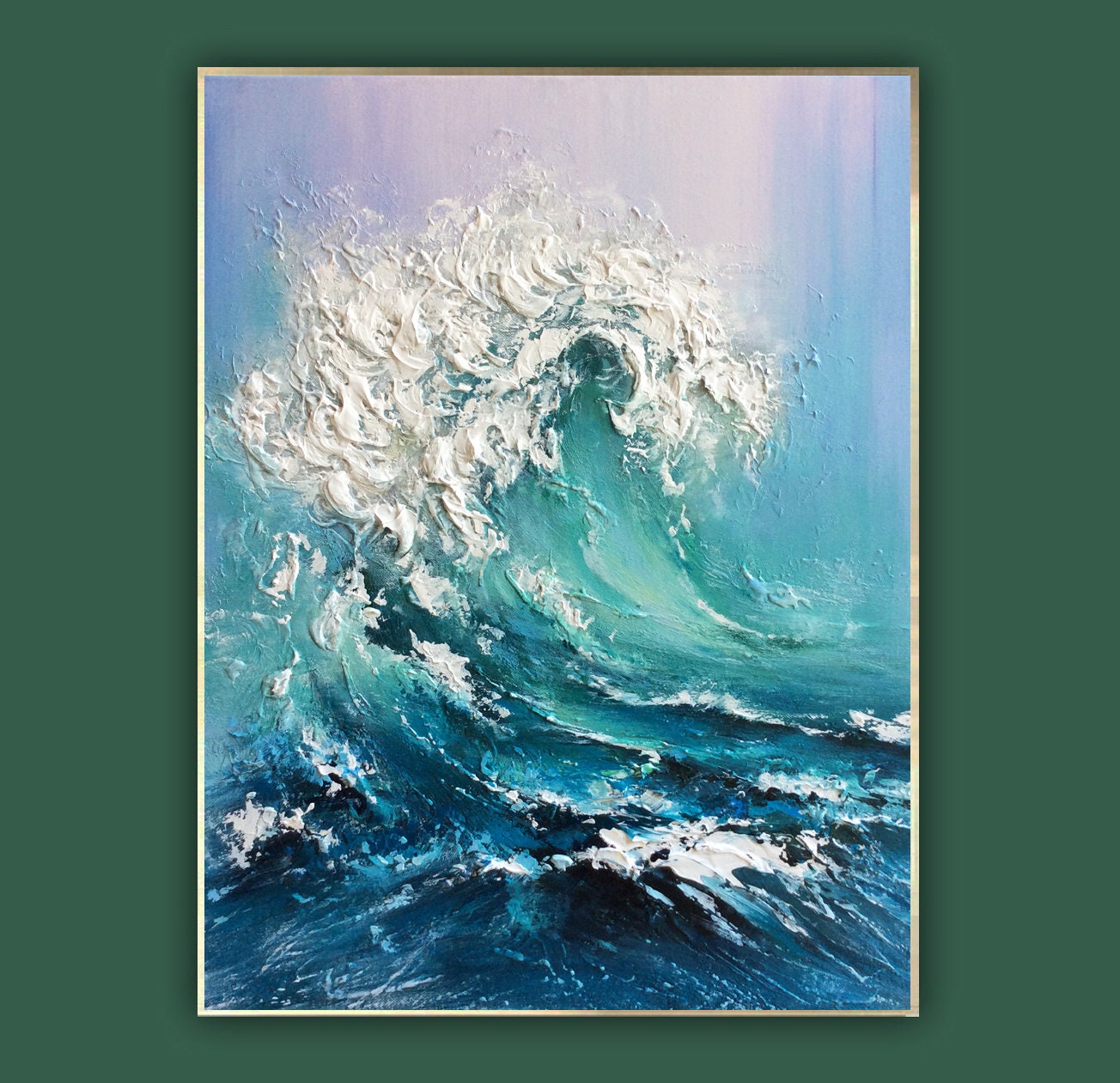 Abstract Ocean Waves Painting,Original Sea Abstract Oil Painting,White Waves Texture Painting,Large Sky And Sea Painting,Living Room Art