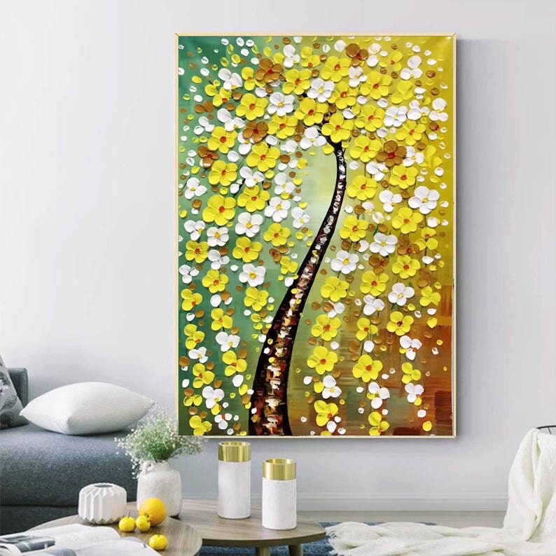 Extra Large Wall Art Abstract Floral Art Tree Painting Colorful Wall Art Canvas Art Original Artwork Canvas Wall Painting For Living Room