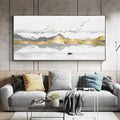 landscape wall art,gray gold oil painting,abstract acrylic painting on canvas,extra large wall art abstract,large canvas,textured wall art