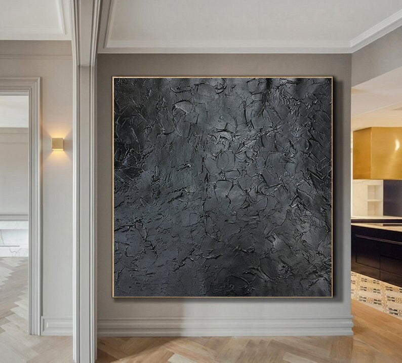 Pure black art in huge sizes,large abstract painting,original modern black painting,abstract very black wall art,black abstract wall art