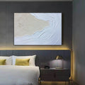 Seawaves Wall Art,Sand Beach Painting,Large White 3D Textured Paintings, Abstract White Painting, Minimalist Abstract Wall Art for Home