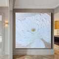 Large Floral White Painting,White 3D Textured Paintings, White Acrylic Painting, Modern abstract painting for Living Room, Minimalist Art
