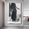 Palette Knife Wall Art,Black And White Textured Painting, Minimalist Abstract Painting,Living Room Wall Decor Black Abstract Art  Canvas Art