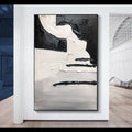 Palette Knife Wall Art,Black And White Textured Painting, Minimalist Abstract Painting,Living Room Wall Decor Black Abstract Art  Canvas Art