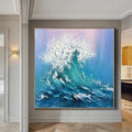 Abstract Ocean Waves Painting,Original Sea Abstract Oil Painting,White Waves Texture Painting,Large Sky And Sea Painting,Living Room Art