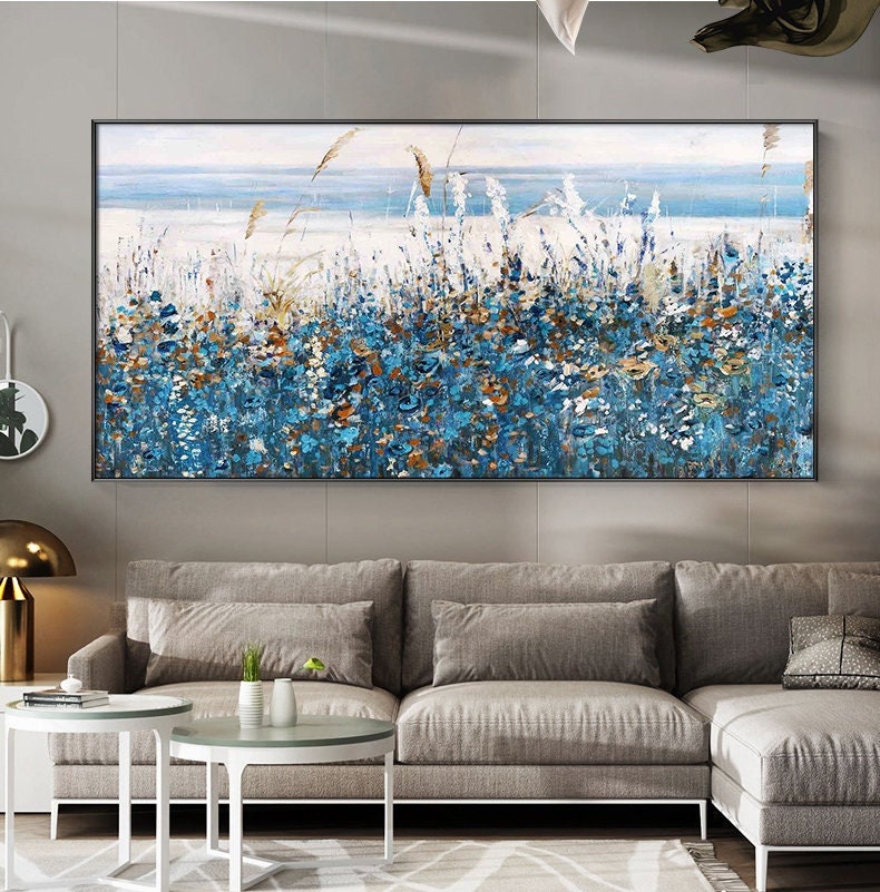 extra large room wall art navy blue floral painting on canvas glass painting planet art acrylic painting abstract wall art