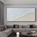 Seawaves 3D Painting,Extra Large Wall Art,Large White 3D Textured Paintings, Abstract White Painting, Minimalist Abstract Wall Art for Home