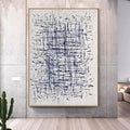 Large Abstract Wall Art White Blue Texture Painting Pattern Minimalist Art  Wall Decor White Texture Art White Minimalist Painting