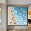 Original Abstract Seascape Canvas Oil Painting,Heavy Textured Summer Seaside Home Decor Hand-Painted Beach&Ocean Impasto Acrylic Wall Art