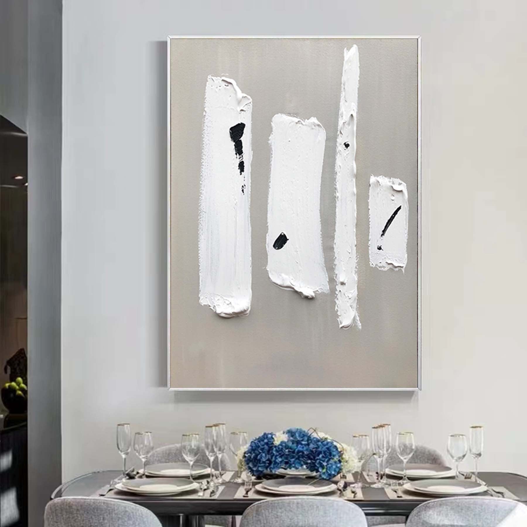 Large Gray White 3D Textured Paintings,Gray White Decorative Painting,Abstract Gray Painting, White Paintings, Minimalist Abstract Wall Art
