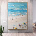 Original Abstract Seascape Canvas Oil Painting,Heavy Textured Summer Seaside Home Decor Hand-Painted Beach&Ocean Impasto Acrylic Wall Art