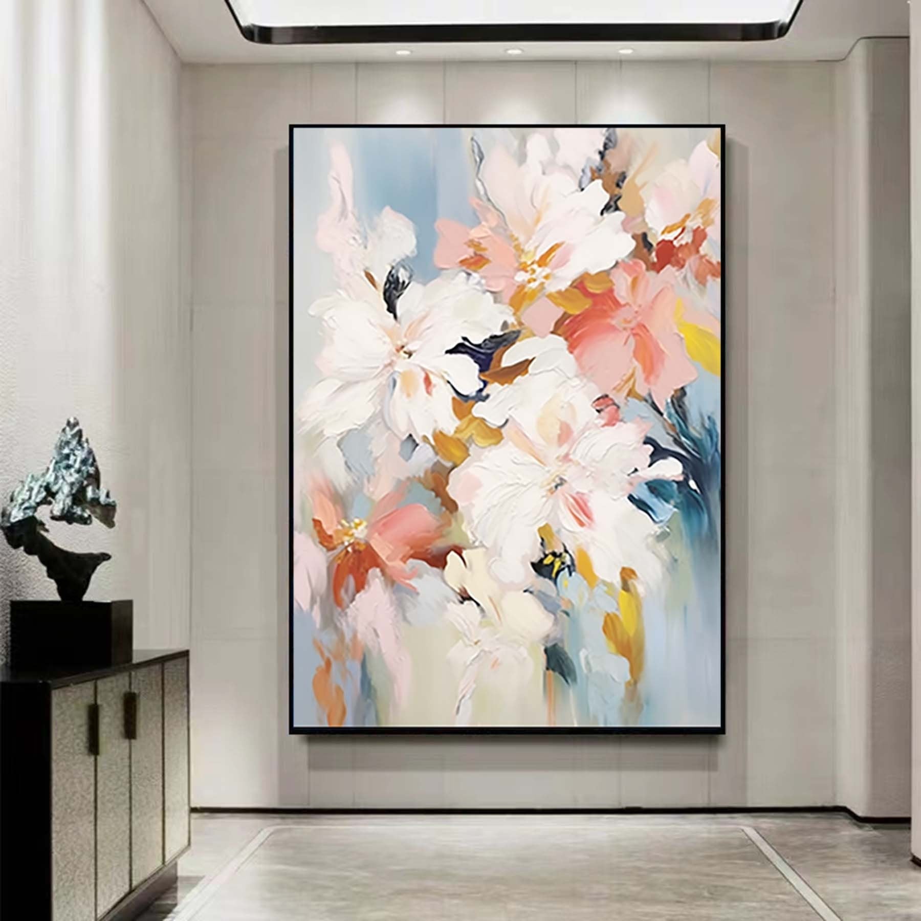 Flowers Oil Painting On Canvas Abstract Minimal Painting Flower Landscape Painting Floral Wall Art Canvas Spring Minimalist abstract art