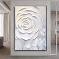Abstract White Floral Painting,Extra Large 3D Textured Paintings,Abstract Painting,Modern Acrylic Paintings, Minimalist Wall Art for Home