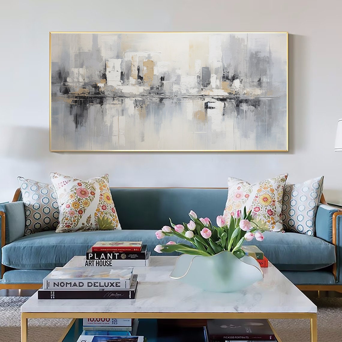 Large Original Abstract City Painting, Urban Art Painting, City Skyline Painting,New York Skyline,New York Wall Art, Large Abstract Painting