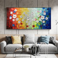 Large Original Oil Painting, White Flower Art, Abstract Wall Art Hand Paint, Palette Knife Painting,Heavy Textured Painting,Living Room Art