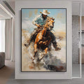 Western Cowboy Wall Art,Abstract Figurative Cowboy Painting,Textured Impressionism Painting,Decorative Wall Art,Living Room Wall Decor Art