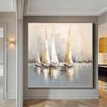 Large sailboat party oil painting, Original Sailboats gather in the harbor landscape to paint Artwork, Nautical oil painting art on Canvas