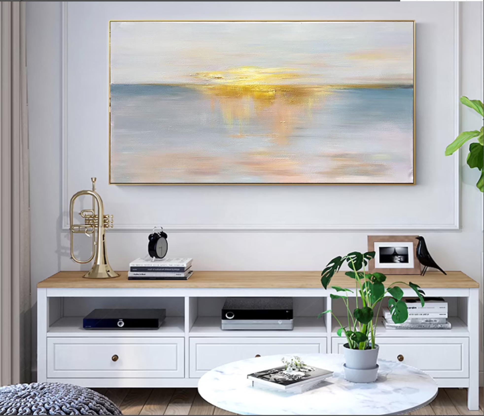 Extra large ocean sunset painting on canvas big painting large wall art beige painting cloud painting abstract sea painting beach painting