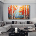 Palette knife painting,extra large autumn wall art,forrest painting,impressionism landscape,birch trees wall art,modern abstract art