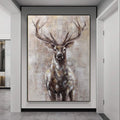 Special offer!!Large Deer Abstract  Painting,Gray Brown Textured Painting, Oversized Animal Wall Art,Living Room Wall Abstract Art