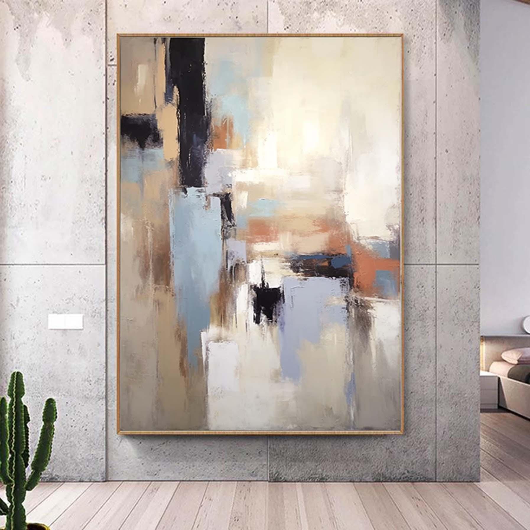 Extra Large Canvas Painting,Beige Gray Gold Abstract Texture Art,Original Handmade Wall Art, Minimalist Abstract,Living Room Decor Art
