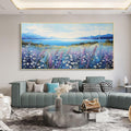 Extra large room landscape wall art abstract navy blue floral painting on canvas glass textured painting planet art acrylic painting