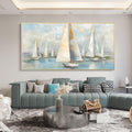 Abstract Minimalit Sailboats Painting,Extra Large Wall Art,Large Textured Paintings, Abstract Acrylic Painting, Decorative Wall Art for Home