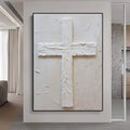 White Abstract wall decor,Cross wall art,Jesus wall art,Extra Large 3D Textured Paintings,Abstract Acrylic Paintings, Modern christian art