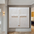 White Abstract wall decor,Cross wall art,Jesus wall art,Extra Large 3D Textured Paintings,Abstract Acrylic Paintings, Modern christian art