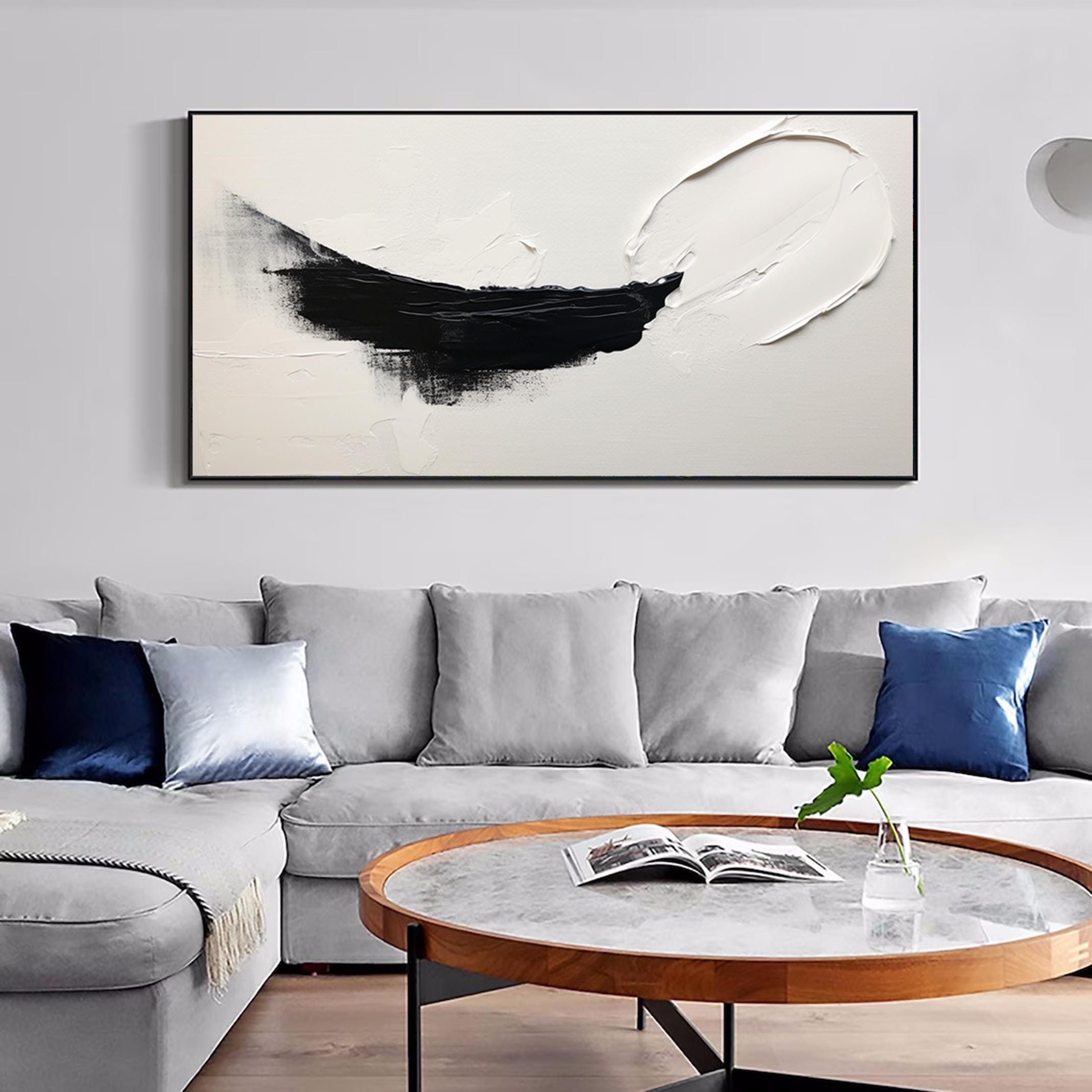 Black And White 3D Texture Painting Texture Wall Art Black And White Minimalist Painting Original Texture Art Abstract Art Minimalist Art
