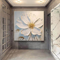 Large Floral White Painting,White 3D Textured Paintings, White Acrylic Painting, Modern abstract painting for Living Room, Minimalist Art