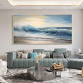 3D Beige Wave Oil Painting: Textured Abstract Coastal Wall Art