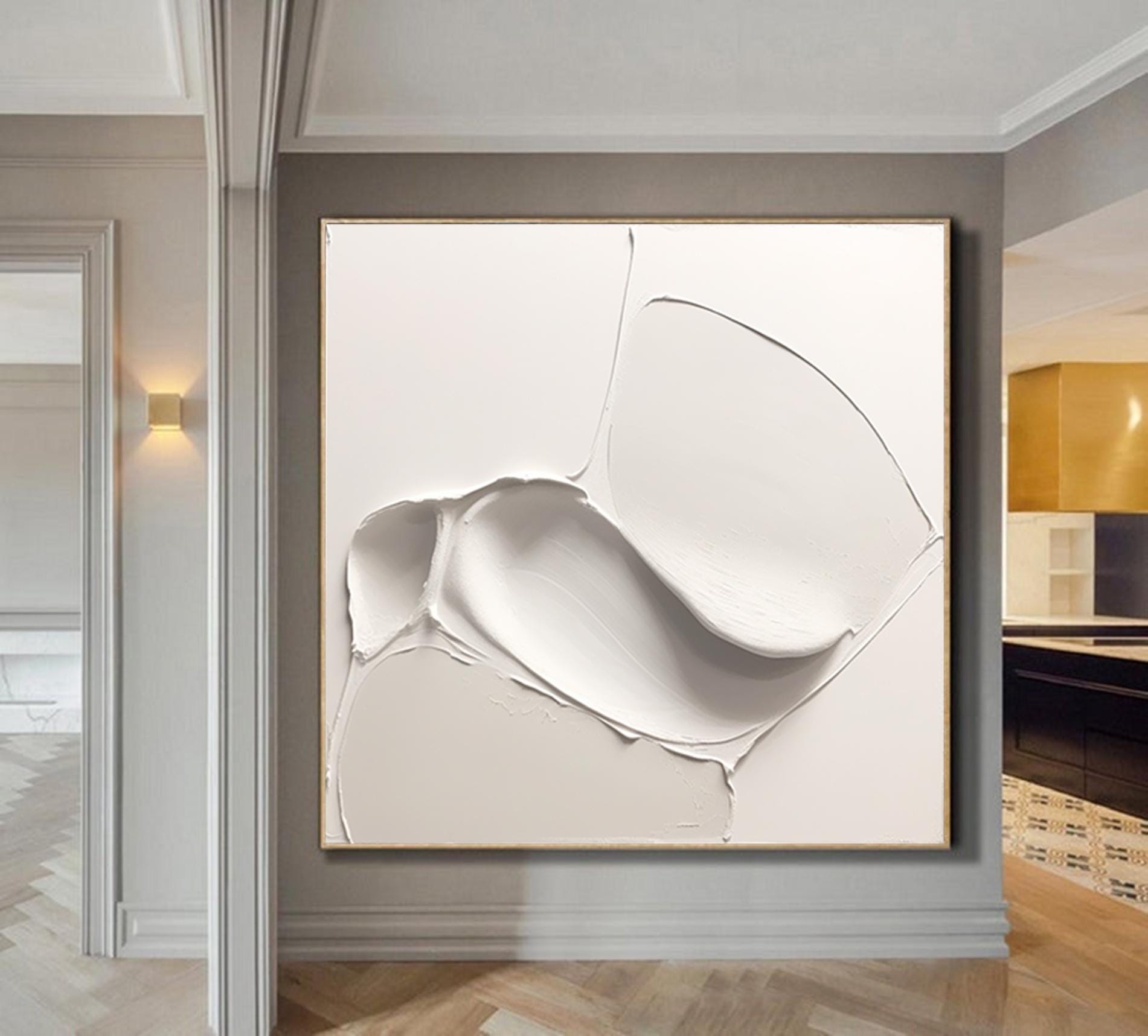 Ivory Texture Painting Gray White Plaster Art Modern Textured Canvas Art Abstract Art Textured Wall Art Texture Painting Minimalist Decor