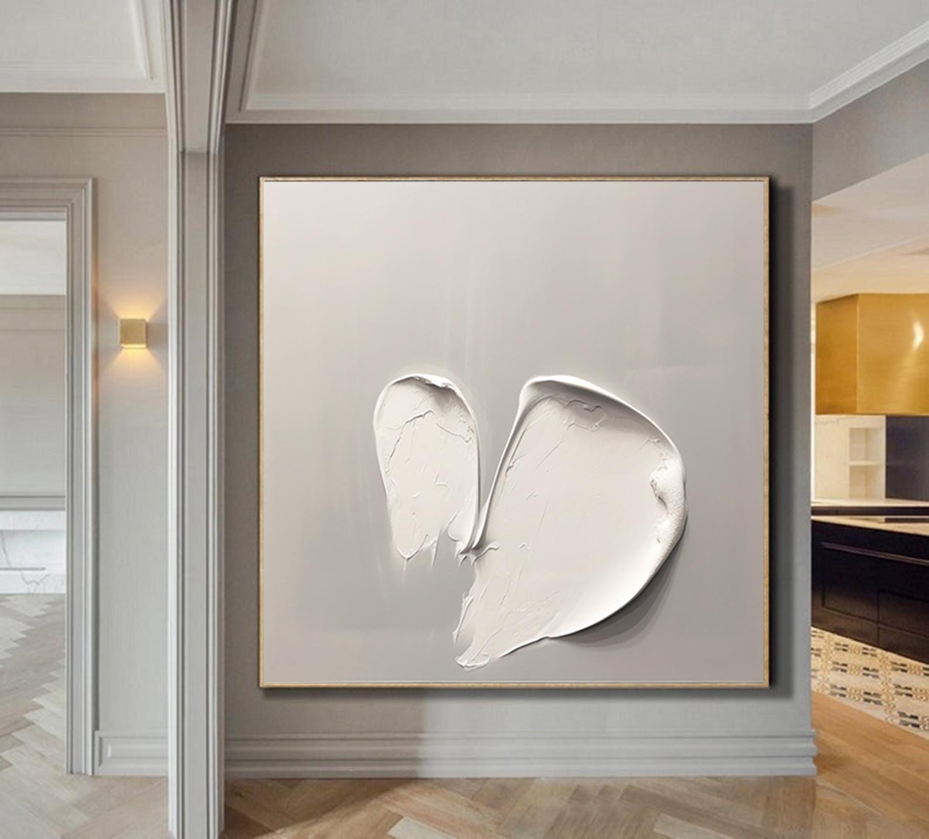 Ivory Texture Painting Gray White Plaster Art Modern Textured Canvas Art Abstract Art Textured Wall Art Texture Painting Minimalist Decor