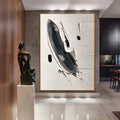 Black And White Textured Painting,Minimalist Modern Abstract Painting, Palette Knife Wall Art,Living Room Wall Abstract Art White Canvas Art